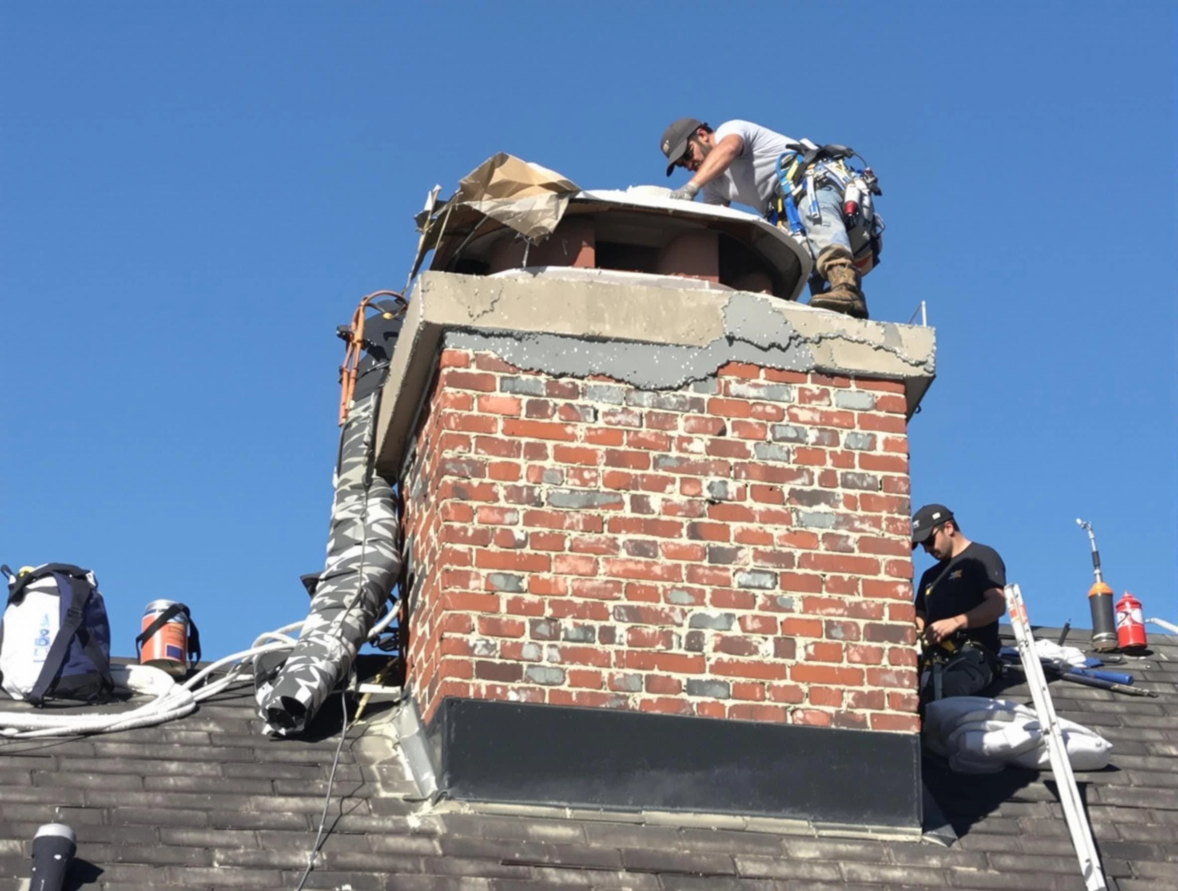 Innsbrook Chimney Sweep installing a custom chimney crown in Innsbrook, VA