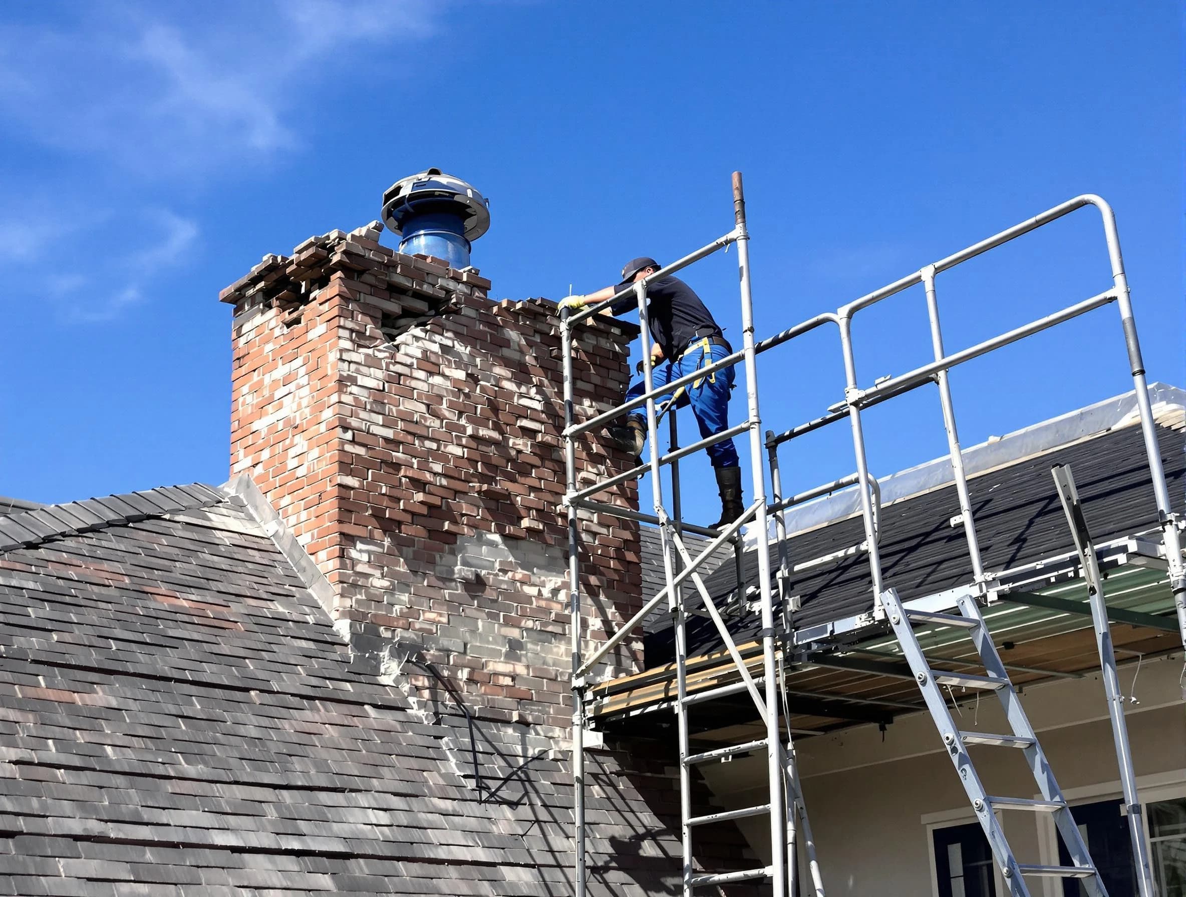 Rebuilding a chimney structure by Innsbrook Chimney Sweep in Innsbrook, VA
