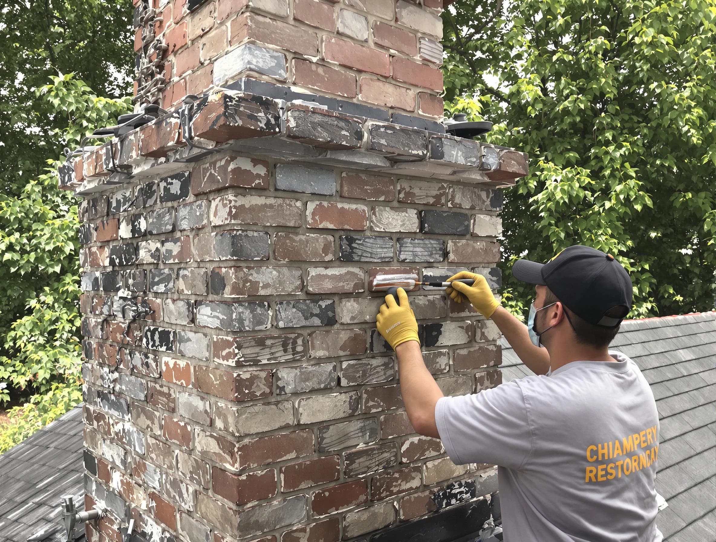 In-progress chimney restoration by Innsbrook Chimney Sweep in Innsbrook, VA