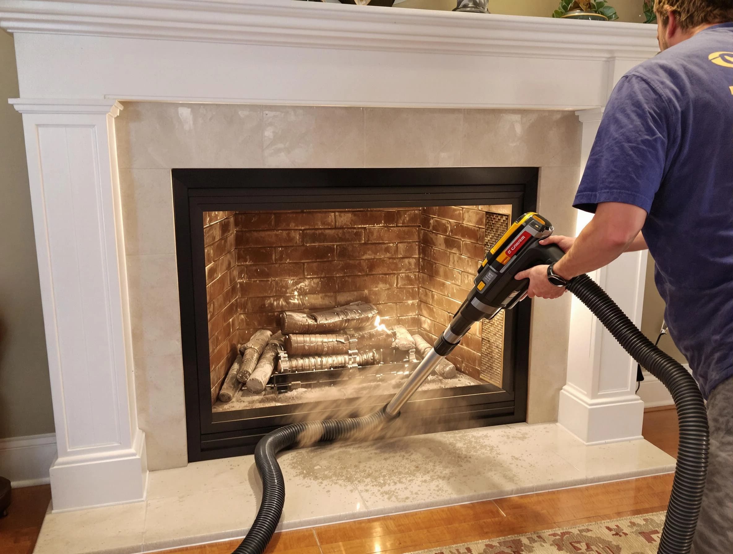 Fireplace cleaning performed by Innsbrook Chimney Sweep in Innsbrook, VA