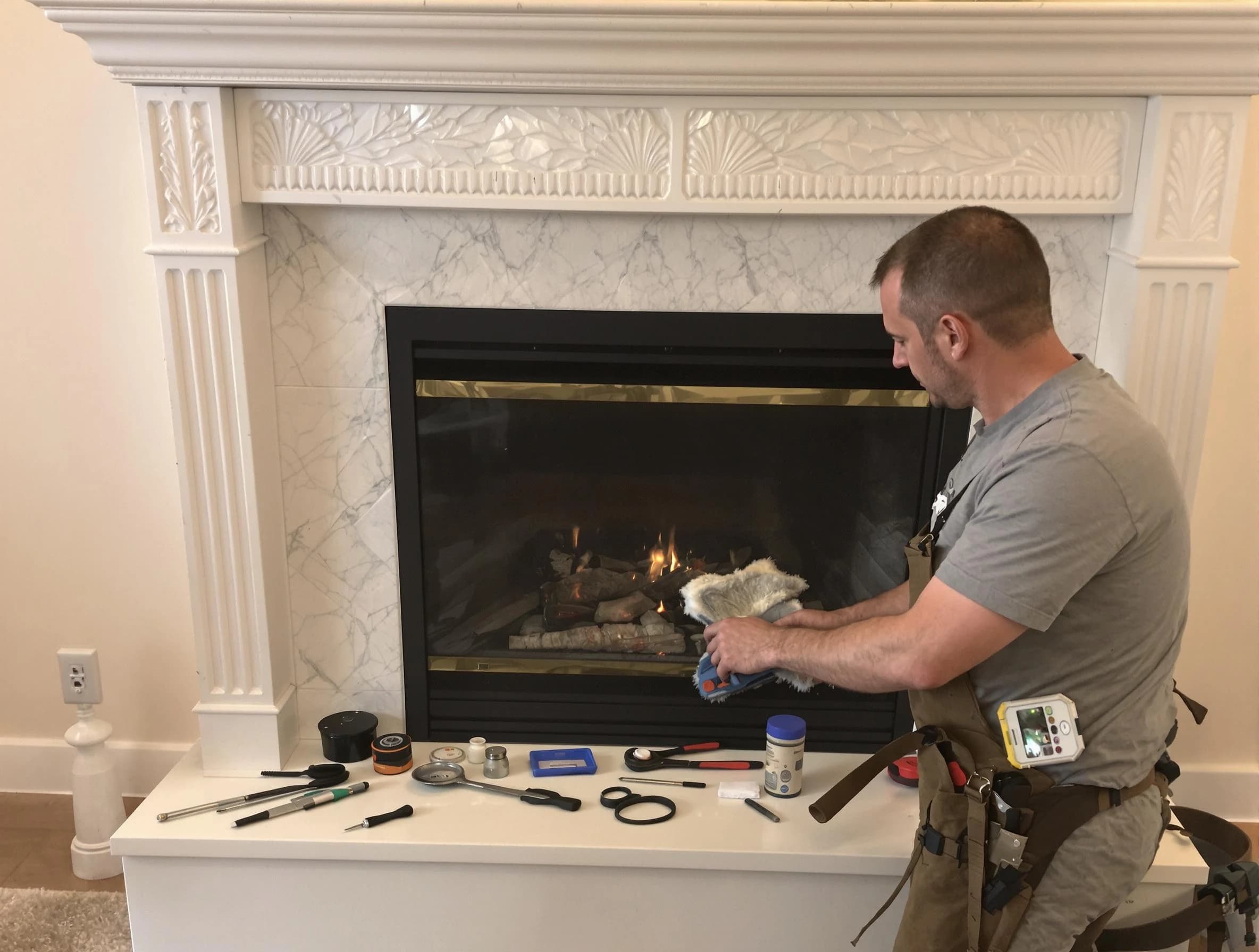 Innsbrook Chimney Sweep performing fireplace maintenance in Innsbrook, VA