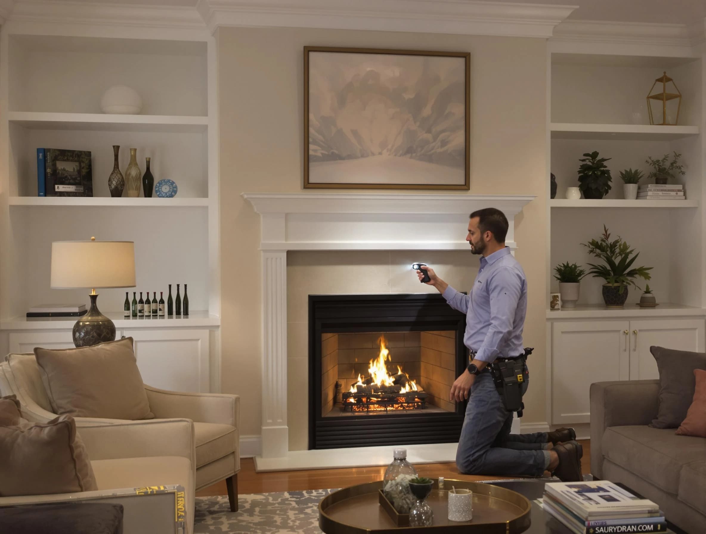 Innsbrook Chimney Sweep conducting a fireplace safety inspection in Innsbrook, VA