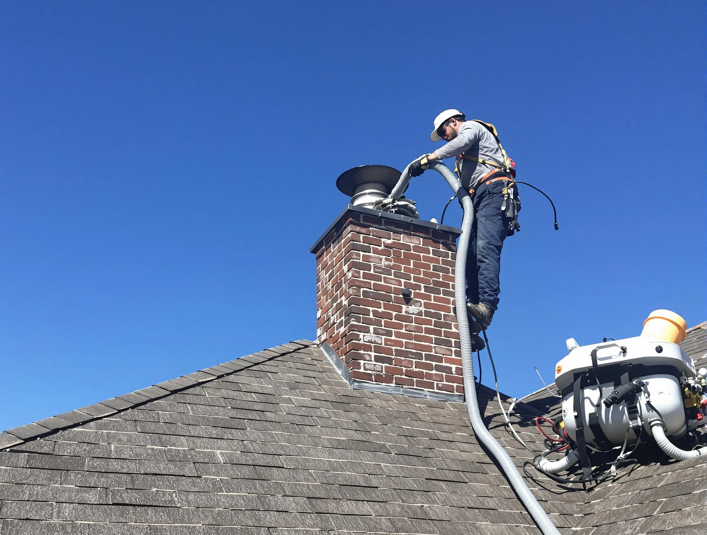 Dedicated Innsbrook Chimney Sweep team member cleaning a chimney in Innsbrook, VA