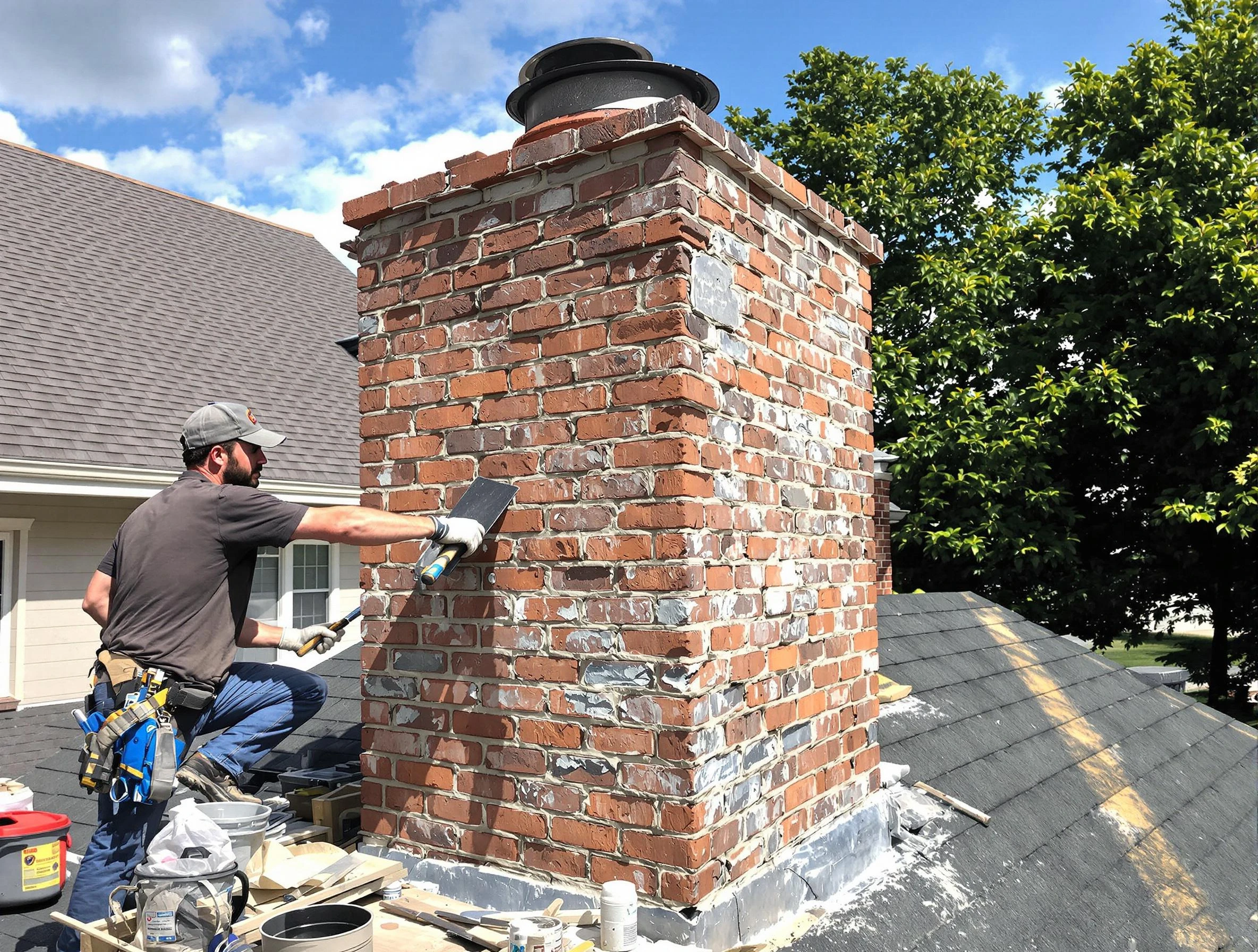 Completed chimney rebuild by Innsbrook Chimney Sweep in Innsbrook, VA